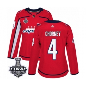 Women's Adidas Washington Capitals #4 Taylor Chorney Authentic Red Home 2018 Stanley Cup Final NHL Jersey