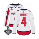 Women's Adidas Washington Capitals #4 Taylor Chorney Authentic White Away 2018 Stanley Cup Final NHL Jersey