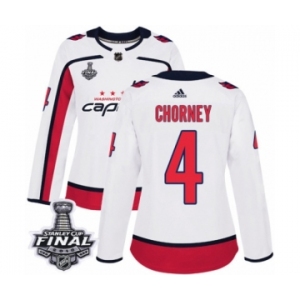 Women's Adidas Washington Capitals #4 Taylor Chorney Authentic White Away 2018 Stanley Cup Final NHL Jersey