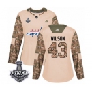 Women's Adidas Washington Capitals #43 Tom Wilson Authentic Camo Veterans Day Practice 2018 Stanley Cup Final NHL Jersey