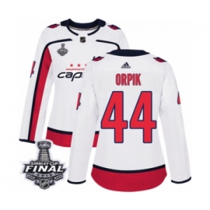 Women's Adidas Washington Capitals #44 Brooks Orpik Authentic White Away 2018 Stanley Cup Final NHL Jersey