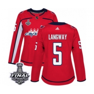 Women's Adidas Washington Capitals #5 Rod Langway Authentic Red Home 2018 Stanley Cup Final NHL Jersey