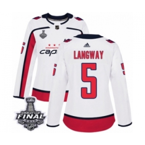 Women's Adidas Washington Capitals #5 Rod Langway Authentic White Away 2018 Stanley Cup Final NHL Jersey