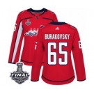 Women's Adidas Washington Capitals #65 Andre Burakovsky Authentic Red Home 2018 Stanley Cup Final NHL Jersey