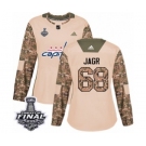 Women's Adidas Washington Capitals #68 Jaromir Jagr Authentic Camo Veterans Day Practice 2018 Stanley Cup Final NHL Jersey