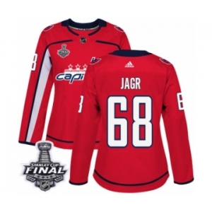 Women's Adidas Washington Capitals #68 Jaromir Jagr Authentic Red Home 2018 Stanley Cup Final NHL Jersey