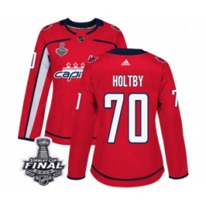 Women's Adidas Washington Capitals #70 Braden Holtby Authentic Red Home 2018 Stanley Cup Final NHL Jersey