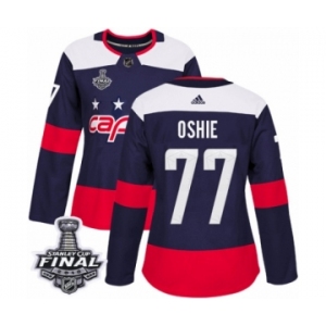 Women's Adidas Washington Capitals #77 T.J. Oshie Authentic Navy Blue 2018 Stadium Series 2018 Stanley Cup Final NHL Jersey