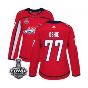 Women's Adidas Washington Capitals #77 T.J. Oshie Authentic Red Home 2018 Stanley Cup Final NHL Jersey
