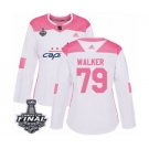 Women's Adidas Washington Capitals #79 Nathan Walker Authentic White Pink Fashion 2018 Stanley Cup Final NHL Jersey