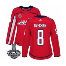 Women's Adidas Washington Capitals #8 Alex Ovechkin Authentic Red Home 2018 Stanley Cup Final NHL Jersey