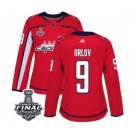 Women's Adidas Washington Capitals #9 Dmitry Orlov Authentic Red Home 2018 Stanley Cup Final NHL Jersey