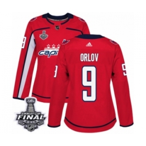Women's Adidas Washington Capitals #9 Dmitry Orlov Authentic Red Home 2018 Stanley Cup Final NHL Jersey