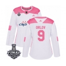 Women's Adidas Washington Capitals #9 Dmitry Orlov Authentic White Pink Fashion 2018 Stanley Cup Final NHL Jersey