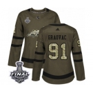 Women's Adidas Washington Capitals #91 Tyler Graovac Authentic Green Salute to Service 2018 Stanley Cup Final NHL Jersey