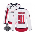 Women's Adidas Washington Capitals #91 Tyler Graovac Authentic White Away 2018 Stanley Cup Final NHL Jersey