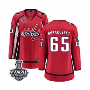 Women's Washington Capitals #65 Andre Burakovsky Fanatics Branded Red Home Breakaway 2018 Stanley Cup Final NHL Jersey
