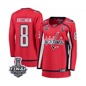 Women's Washington Capitals #8 Alex Ovechkin Fanatics Branded Red Home Breakaway 2018 Stanley Cup Final NHL Jersey