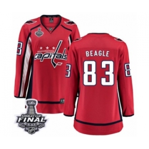 Women's Washington Capitals #83 Jay Beagle Fanatics Branded Red Home Breakaway 2018 Stanley Cup Final NHL Jersey