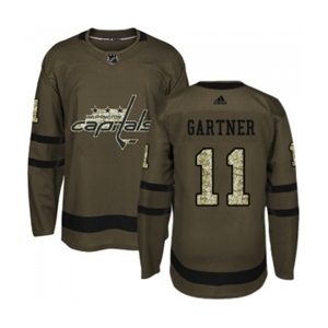 Youth Adidas Washington Capitals #11 Mike Gartner Authentic Green Salute to Service NHL Jersey