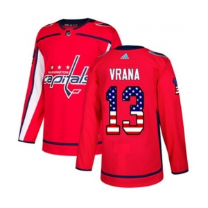 Youth Adidas Washington Capitals #13 Jakub Vrana Authentic Red USA Flag Fashion NHL Jersey