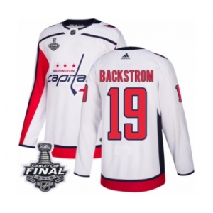 Youth Adidas Washington Capitals #19 Nicklas Backstrom Authentic White Away 2018 Stanley Cup Final NHL Jersey