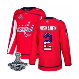 Youth Adidas Washington Capitals #2 Matt Niskanen Authentic Red USA Flag Fashion 2018 Stanley Cup Final Champions NHL Jersey