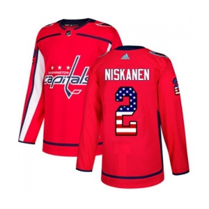 Youth Adidas Washington Capitals #2 Matt Niskanen Authentic Red USA Flag Fashion NHL Jersey