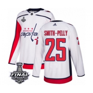 Youth Adidas Washington Capitals #25 Devante Smith-Pelly Authentic White Away 2018 Stanley Cup Final NHL Jersey