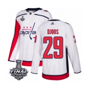 Youth Adidas Washington Capitals #29 Christian Djoos Authentic White Away 2018 Stanley Cup Final NHL Jersey
