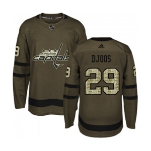 Youth Adidas Washington Capitals #29 Christian Djoos Premier Green Salute to Service NHL Jersey
