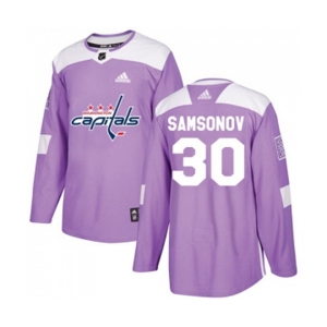 Youth Adidas Washington Capitals #30 Ilya Samsonov Authentic Purple Fights Cancer Practice NHL Jersey