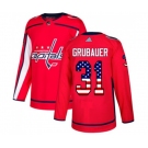 Youth Adidas Washington Capitals #31 Philipp Grubauer Authentic Red USA Flag Fashion NHL Jersey