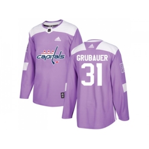 Youth Adidas Washington Capitals #31 Philipp Grubauer Purple Authentic Fights Cancer Stitched NHL Jersey