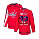 Youth Adidas Washington Capitals #32 Dale Hunter Authentic Red USA Flag Fashion NHL Jersey