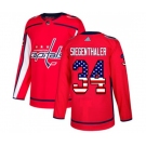 Youth Adidas Washington Capitals #34 Jonas Siegenthaler Authentic Red USA Flag Fashion NHL Jersey