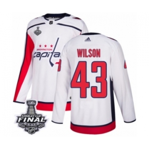 Youth Adidas Washington Capitals #43 Tom Wilson Authentic White Away 2018 Stanley Cup Final NHL Jersey