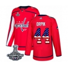 Youth Adidas Washington Capitals #44 Brooks Orpik Authentic Red USA Flag Fashion 2018 Stanley Cup Final Champions NHL Jersey