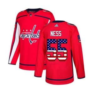 Youth Adidas Washington Capitals #55 Aaron Ness Authentic Red USA Flag Fashion NHL Jersey