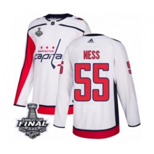Youth Adidas Washington Capitals #55 Aaron Ness Authentic White Away 2018 Stanley Cup Final NHL Jersey