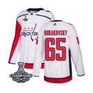 Youth Adidas Washington Capitals #65 Andre Burakovsky Authentic White Away 2018 Stanley Cup Final Champions NHL Jersey
