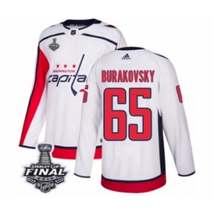Youth Adidas Washington Capitals #65 Andre Burakovsky Authentic White Away 2018 Stanley Cup Final NHL Jersey