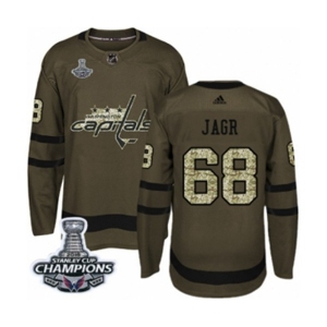 Youth Adidas Washington Capitals #68 Jaromir Jagr Authentic Green Salute to Service 2018 Stanley Cup Final Champions NHL Jersey