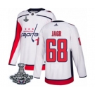 Youth Adidas Washington Capitals #68 Jaromir Jagr Authentic White Away 2018 Stanley Cup Final Champions NHL Jersey