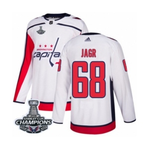 Youth Adidas Washington Capitals #68 Jaromir Jagr Authentic White Away 2018 Stanley Cup Final Champions NHL Jersey