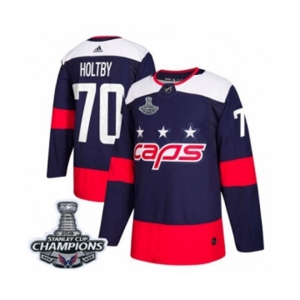Youth Adidas Washington Capitals #70 Braden Holtby Authentic Navy Blue 2018 Stadium Series 2018 Stanley Cup Final Champions NHL Jersey