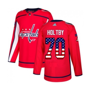 Youth Adidas Washington Capitals #70 Braden Holtby Authentic Red USA Flag Fashion NHL Jersey
