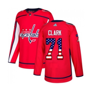 Youth Adidas Washington Capitals #71 Kody Clark Authentic Red USA Flag Fashion NHL Jersey