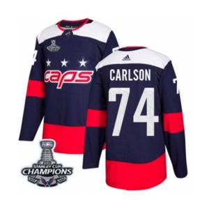 Youth Adidas Washington Capitals #74 John Carlson Authentic Navy Blue 2018 Stadium Series 2018 Stanley Cup Final Champions NHL Jersey