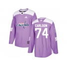 Youth Adidas Washington Capitals #74 John Carlson Purple Authentic Fights Cancer Stitched NHL Jersey